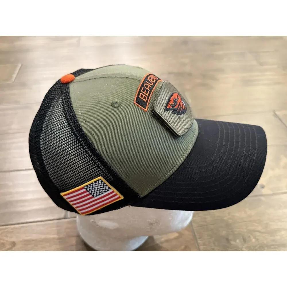 Nike Mens Olive Black Oregon State Beavers Military Appreciation Trucker Hat M/L